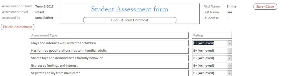 assessment form